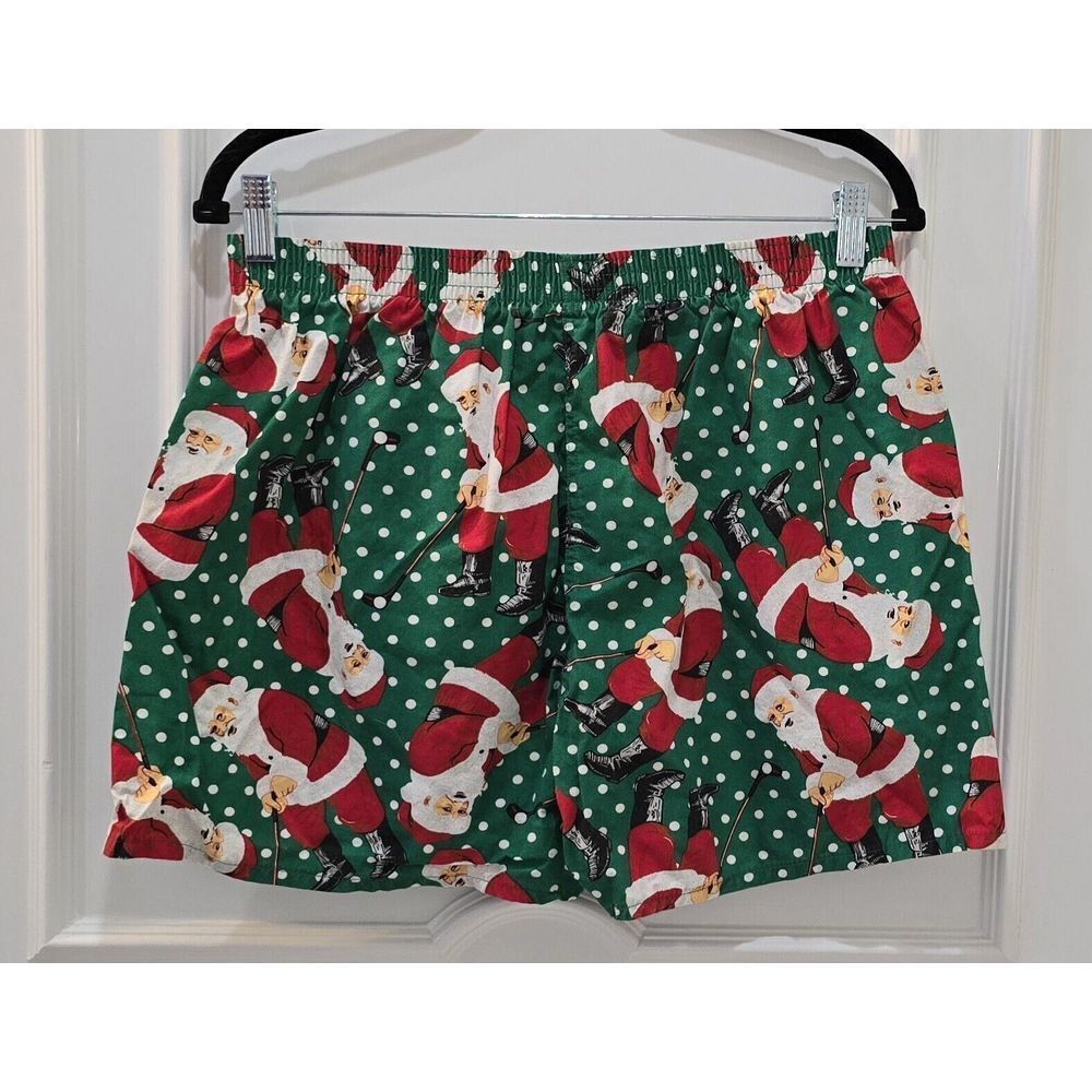 Vintage Joe‎ Boxer Extra Large Santa Playing Golf Cotton Sleep Shorts Christmas